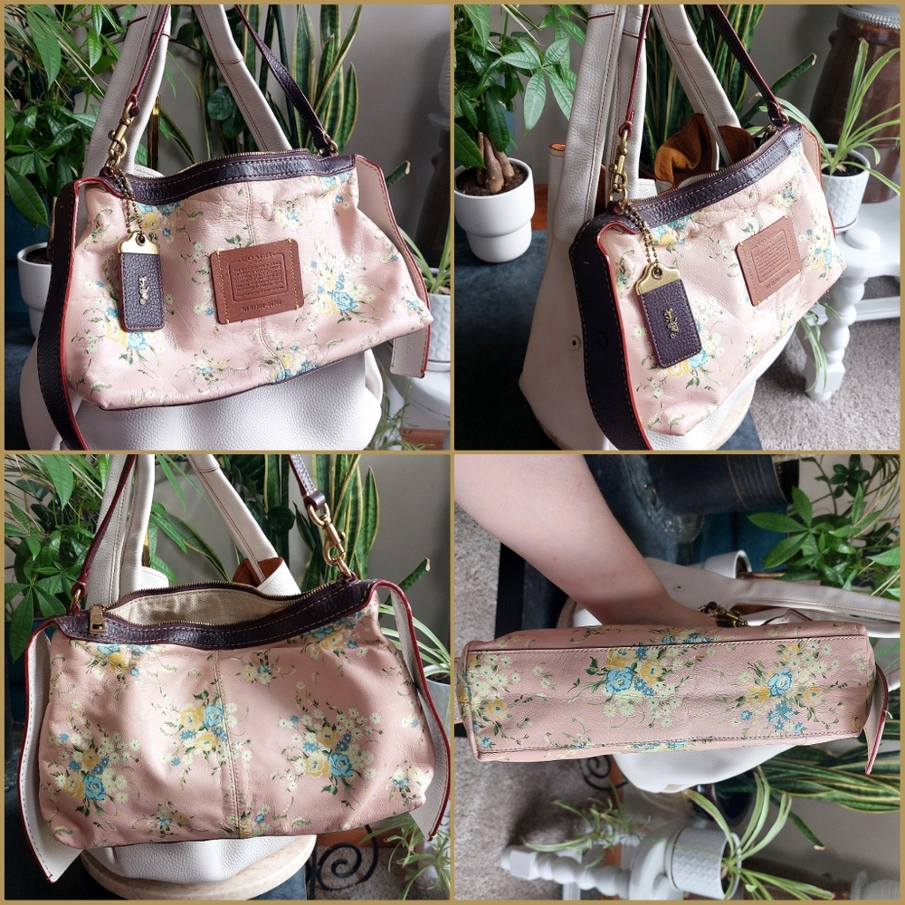 ๐คCoach 1941 Bandit 39 Chalk Hobo With Paraire Flower Saddle Print Inner Bag - Picture 3 of 15